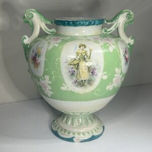 Antique Double-handled Victorian-style Porcelain Vase Floral Nippon Moriage